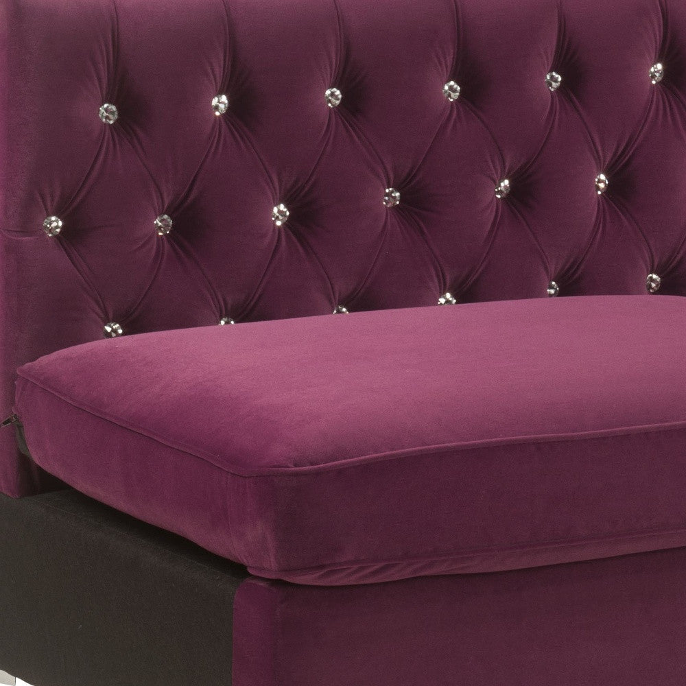 69" Burgundy Velvet Modular Sofa With Silver Legs-4