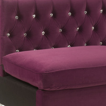69" Burgundy Velvet Modular Sofa With Silver Legs-4