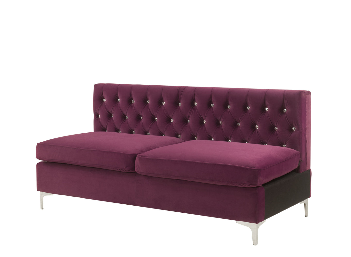 69" Burgundy Velvet Modular Sofa With Silver Legs-2