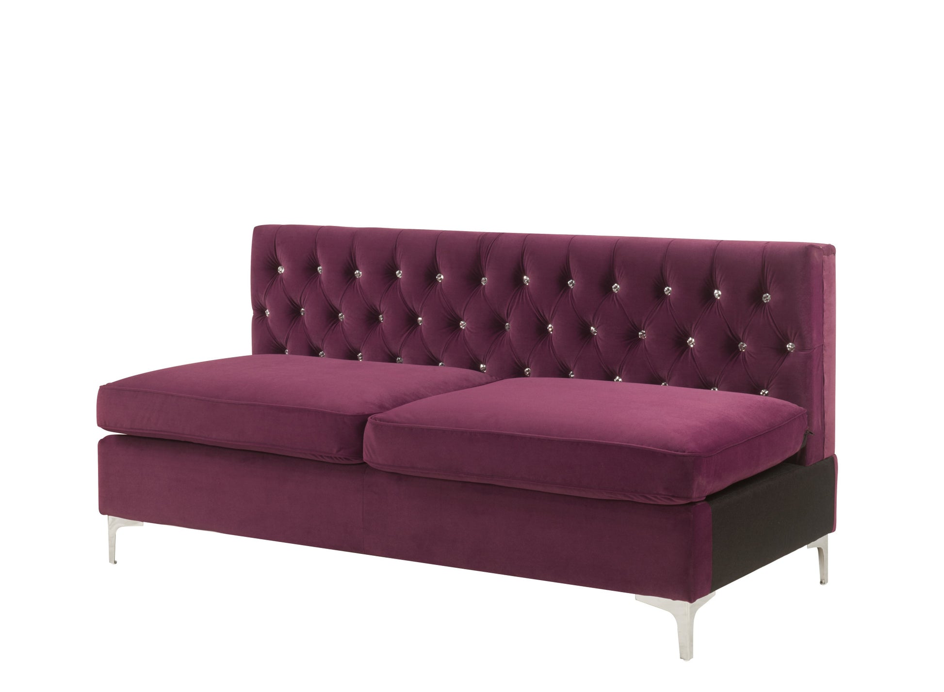 69" Burgundy Velvet Modular Sofa With Silver Legs-2