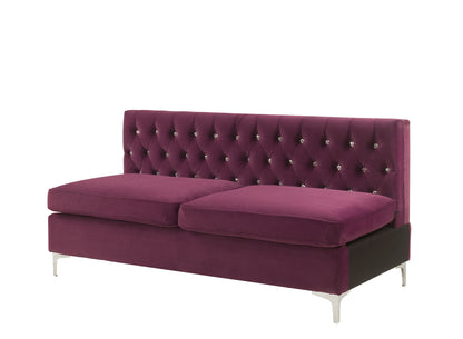 69" Burgundy Velvet Modular Sofa With Silver Legs-2