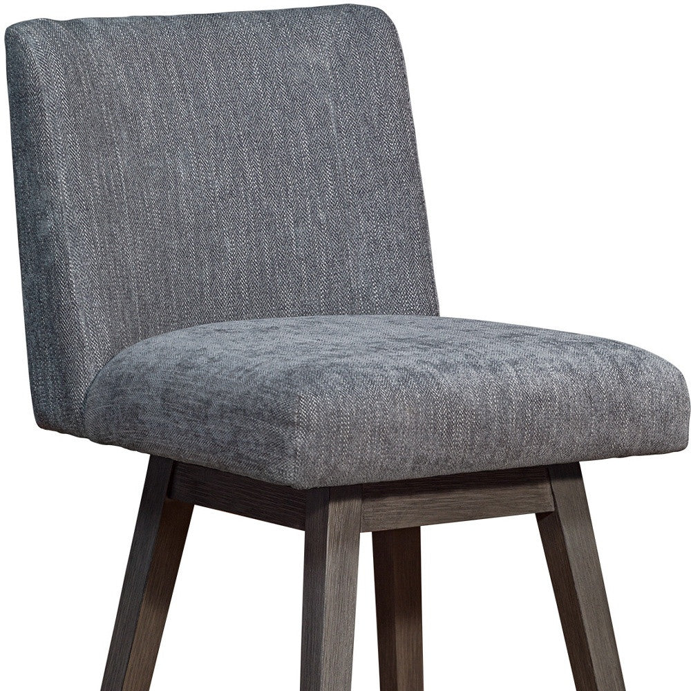 26" Gray and Brown Solid Wood Counter Height Swivel Bar Chair-7