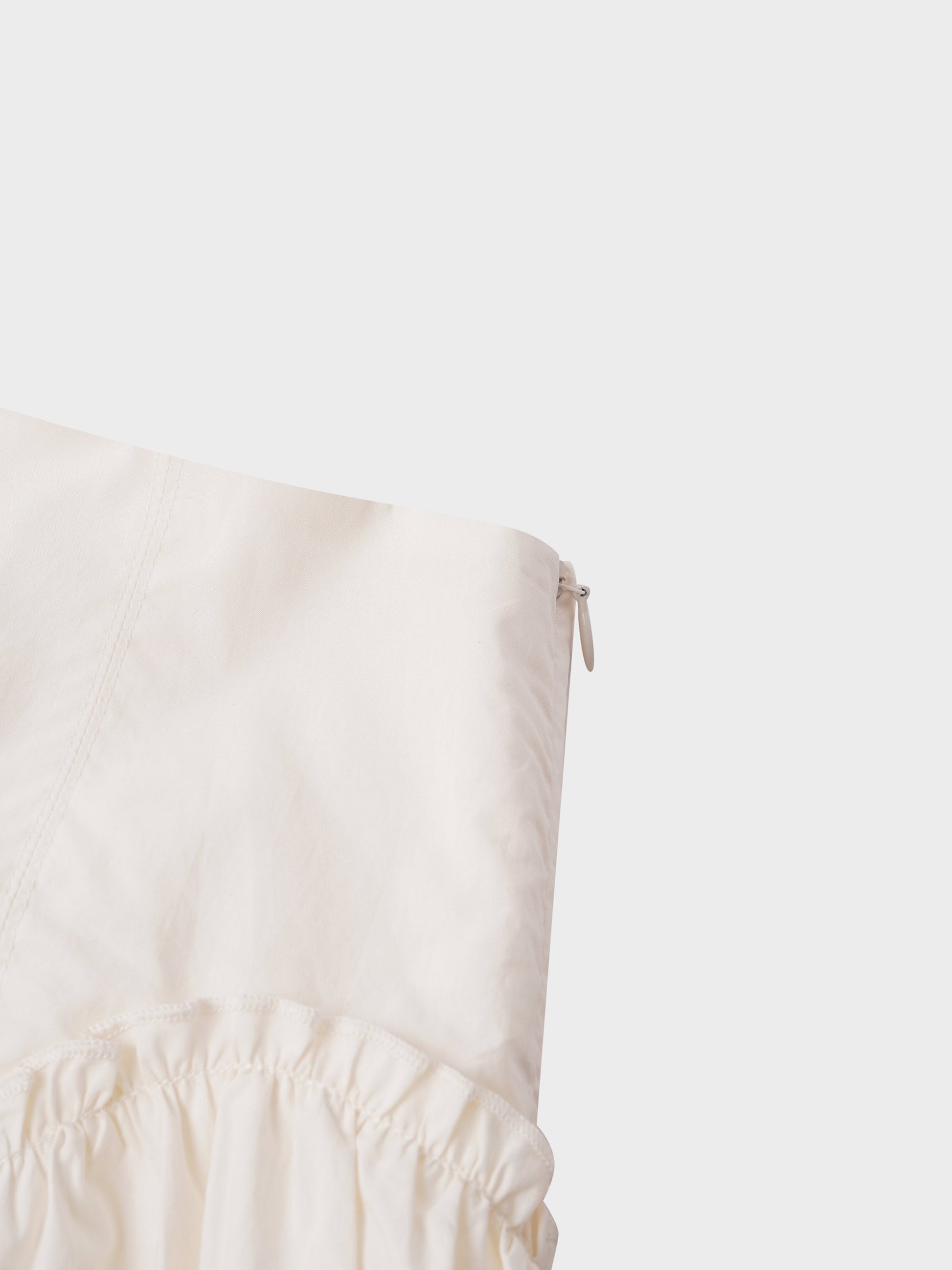 Yoke Ruffle Skirt-White-4