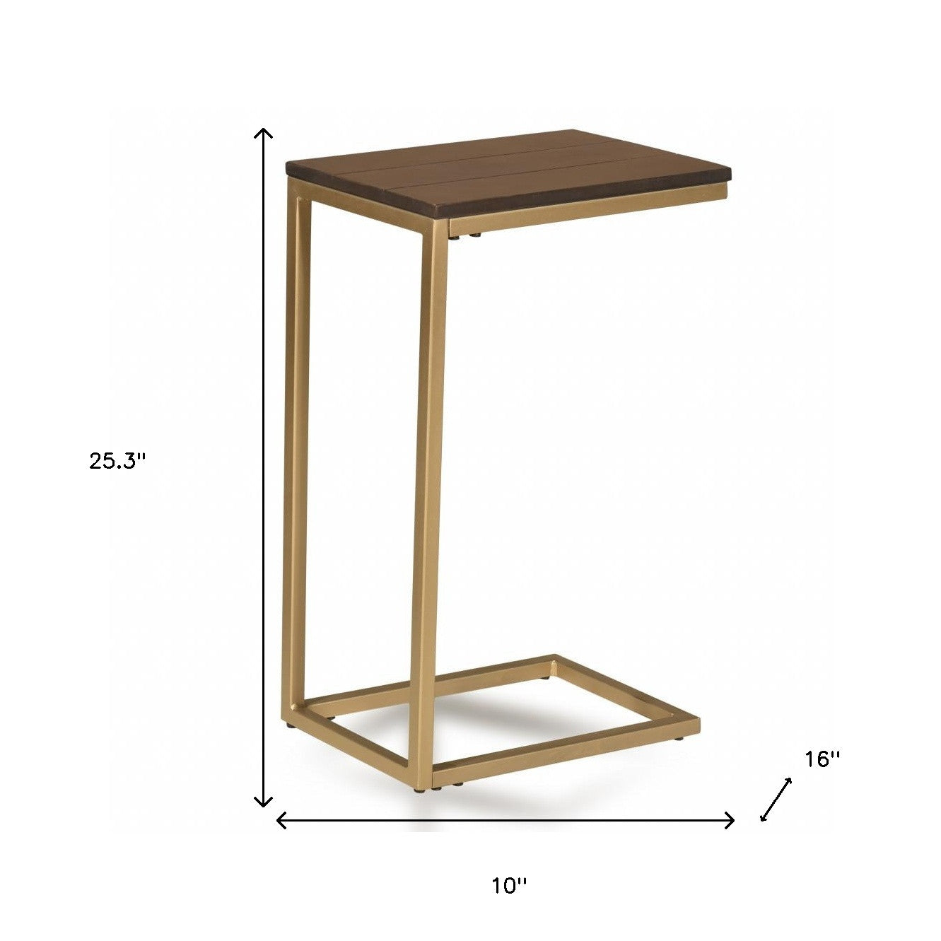 25" Dark Brown Solid Wood And Steel Frame End Table-4
