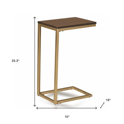 25" Dark Brown Solid Wood And Steel Frame End Table-4