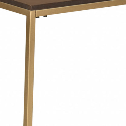 25" Dark Brown Solid Wood And Steel Frame End Table-2