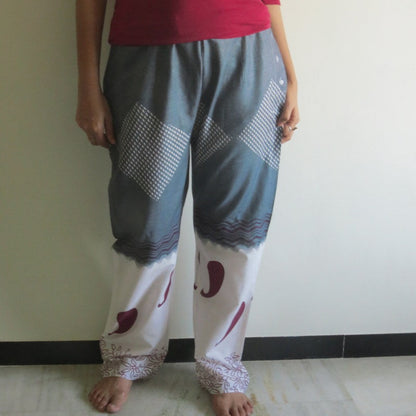 Gray Paisley Straight Cut Drawstring Pajamas-0