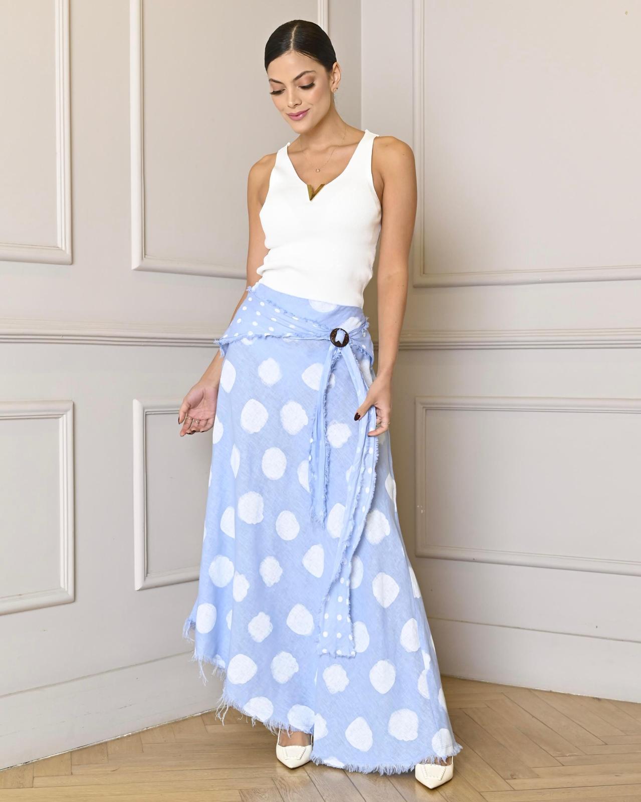 Italian Linen Polka Dot Skirt-3