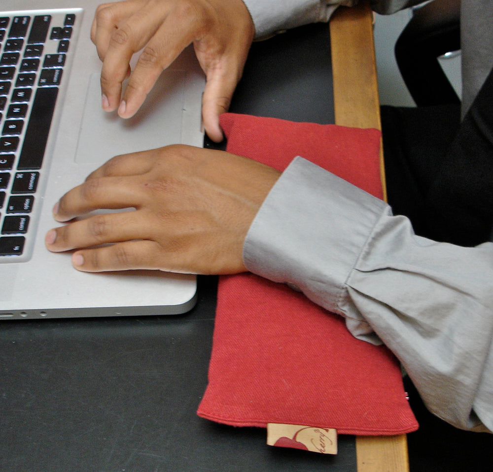 Hot Cherry Eye Pillow in Red Denim-4