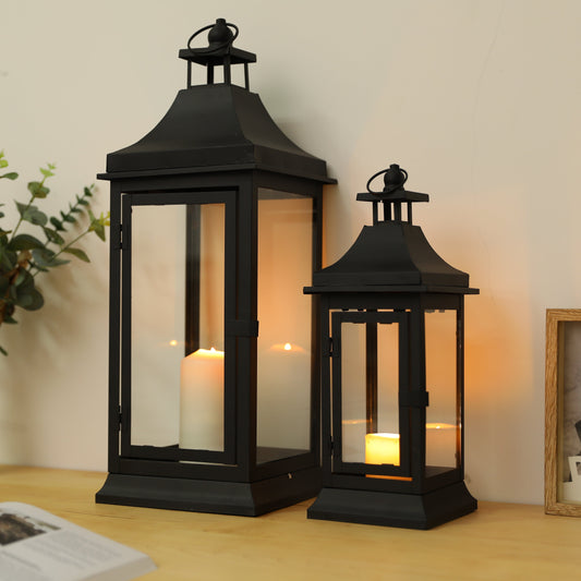 13''&19.5''Tall Outdoor Candle Lanterns（Set of 2）-0