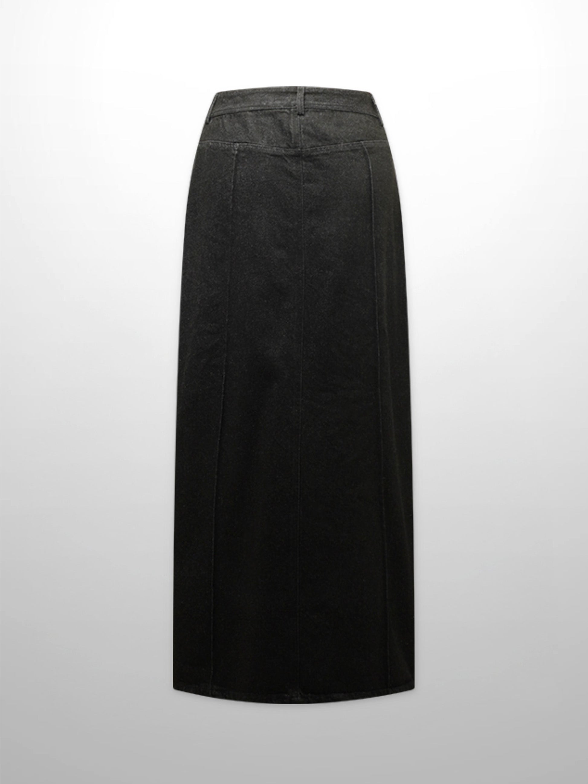Denim Seamed Skirt-Black Wash-1