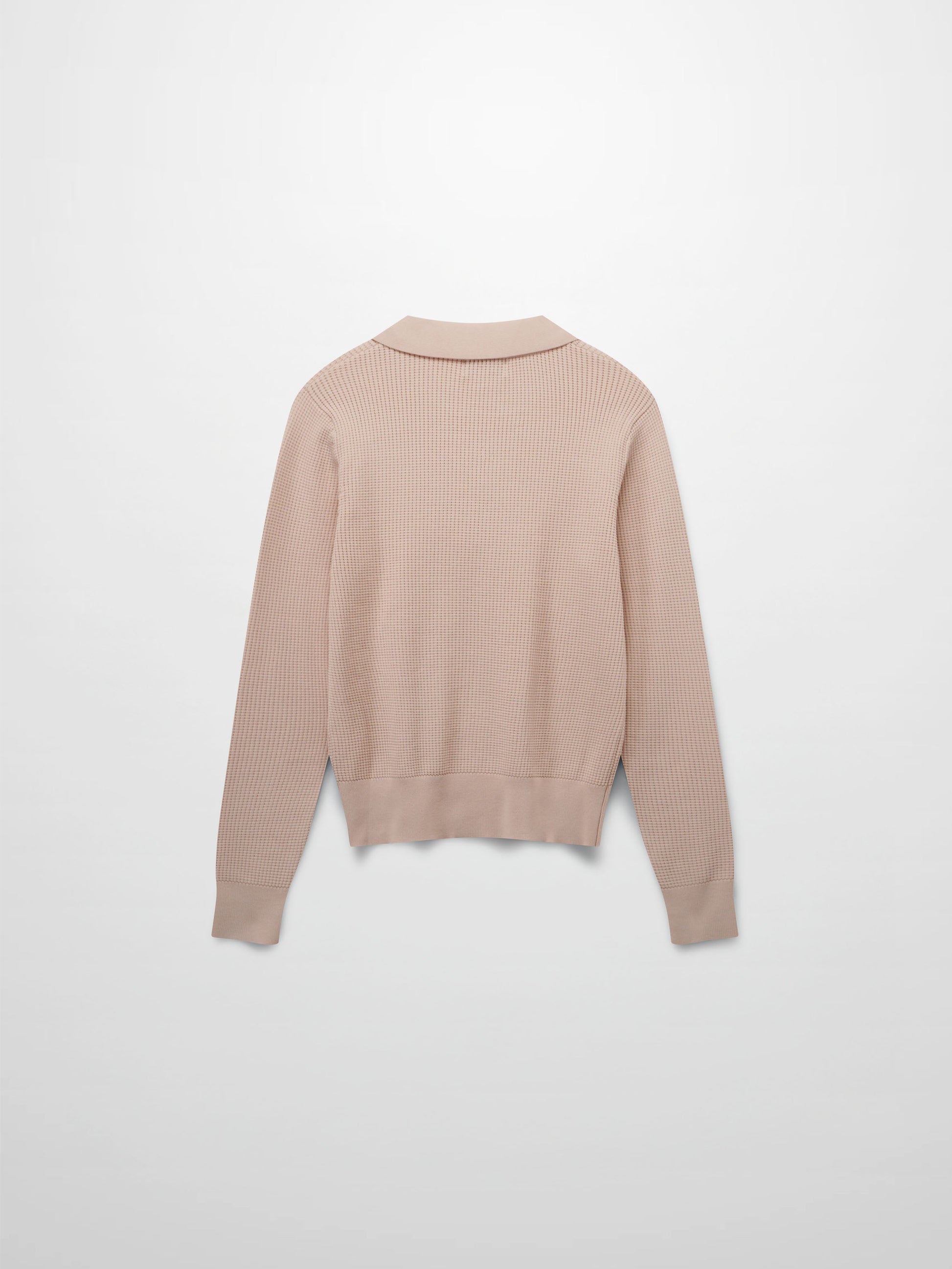 Waffle Collared Sweater-Blush-2