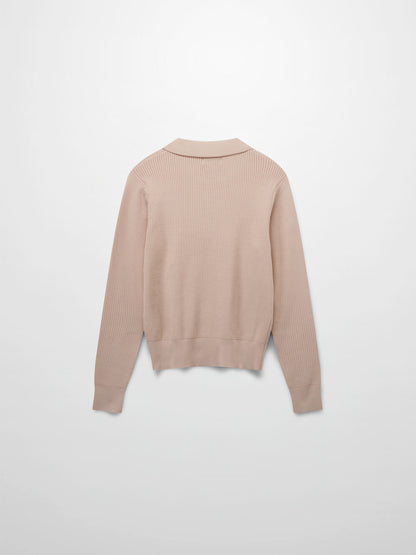 Waffle Collared Sweater-Blush-2