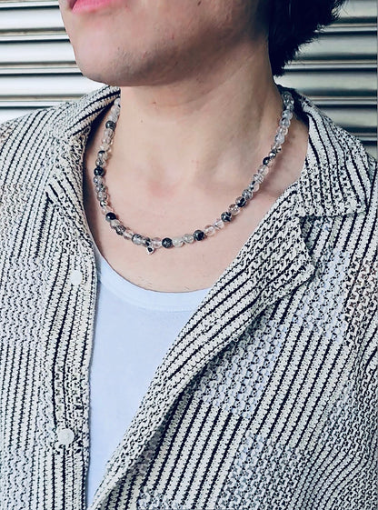 Black Rutilated Quartz Men's Necklace MEN14-0