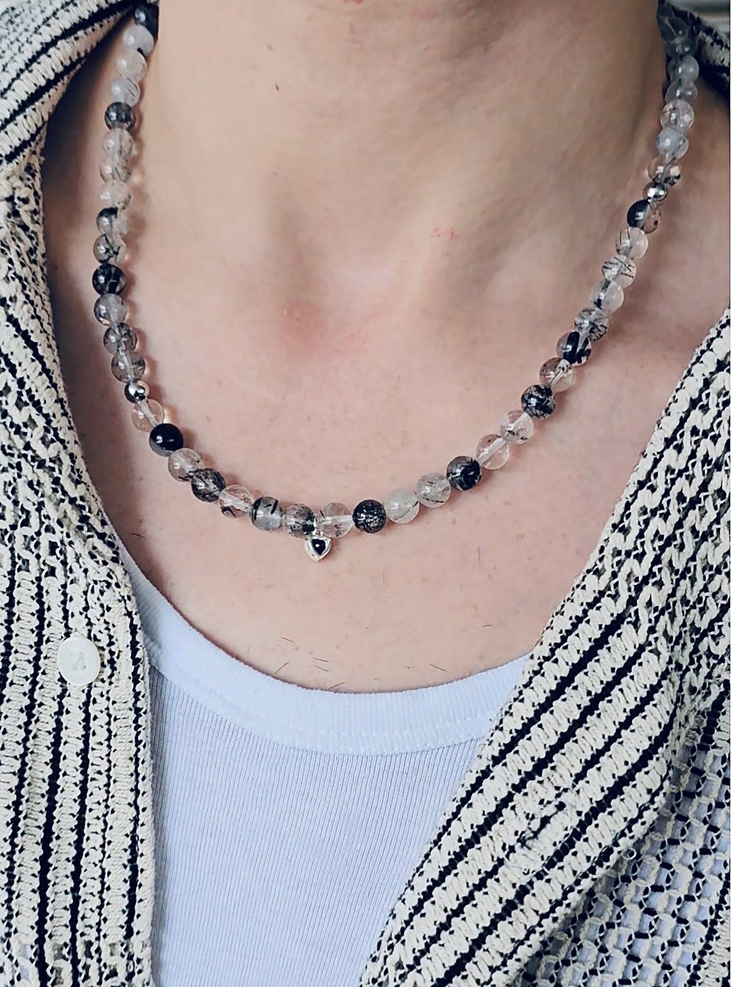 Black Rutilated Quartz Men's Necklace MEN14-2