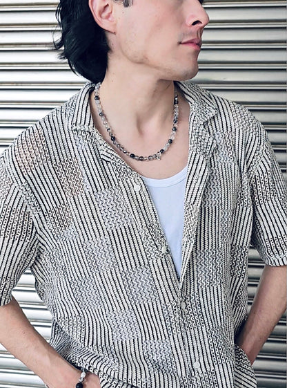 Black Rutilated Quartz Men's Necklace MEN14-3