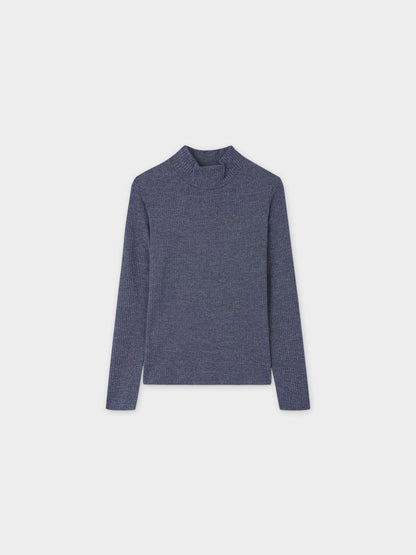 Textured Stretch Turtleneck-Blue-1
