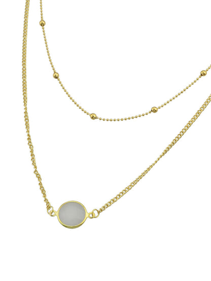 Boho Chic Double layer Gold Chain Round Charm Necklace Fashion Women Accessories-2