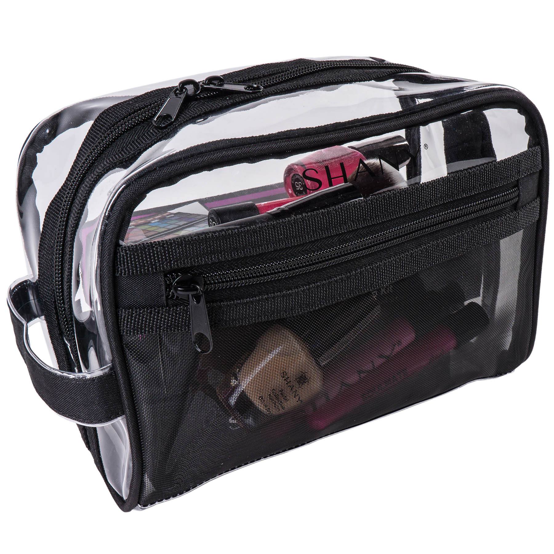 Clear Toiletry and Makeup Bag and Organizer - Black Mesh-1
