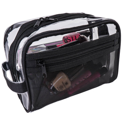 Clear Toiletry and Makeup Bag and Organizer - Black Mesh-1
