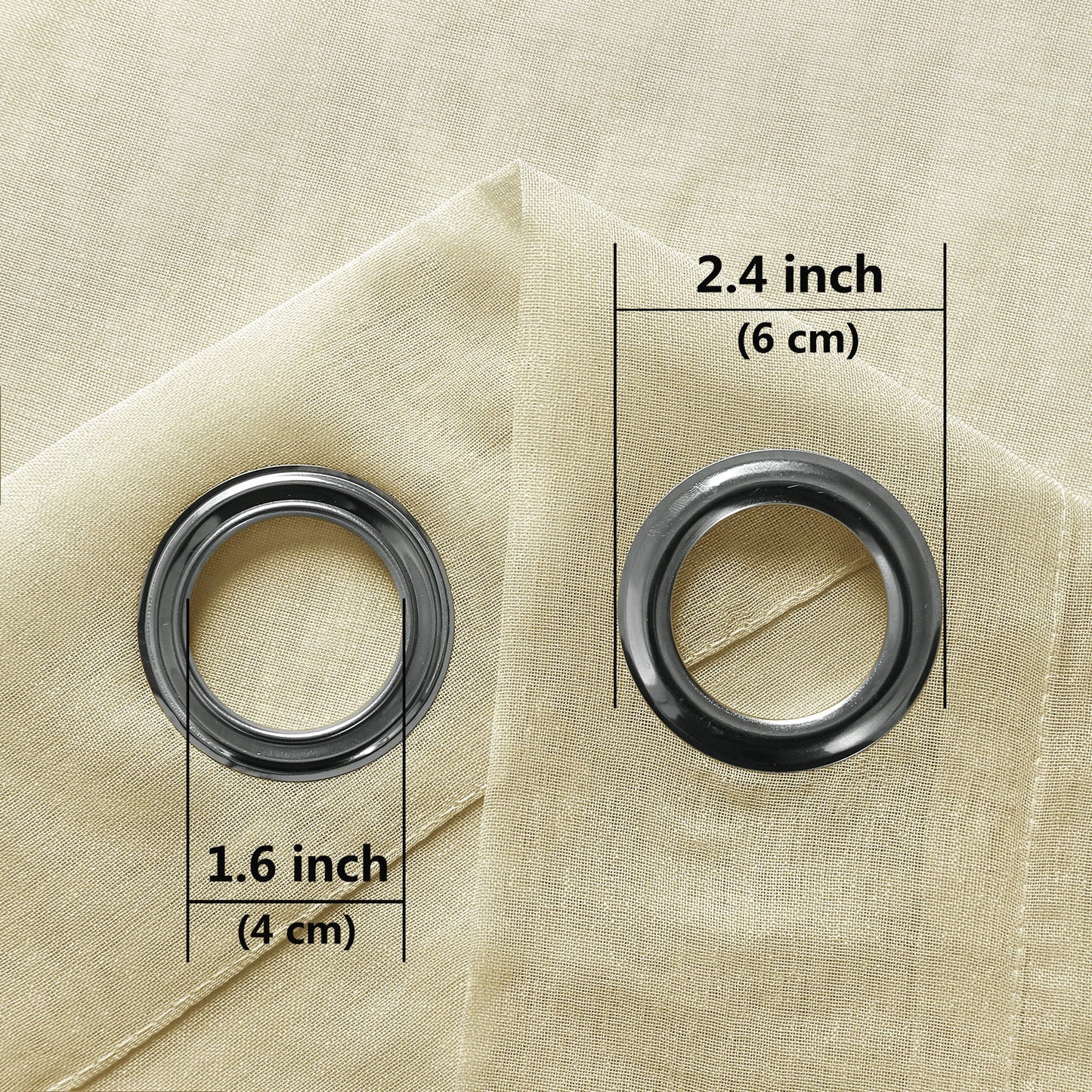 Custom Curtains: Faux Linen Sheer Curtains, Set of 2 Panels-3