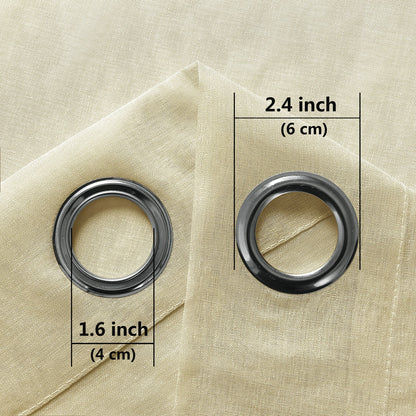 Custom Curtains: Faux Linen Sheer Curtains, Set of 2 Panels-3