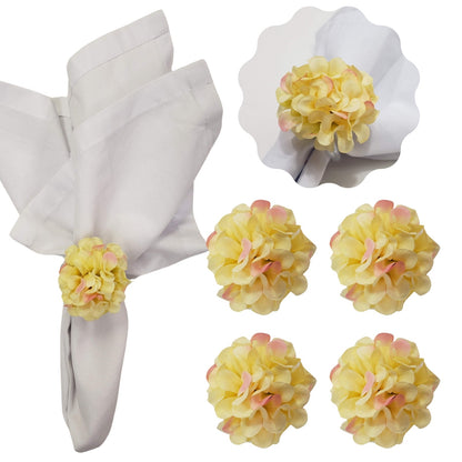 Charlo's Set of 4 Pastel Yellow Flower Chrysanthemum Charm Napkin Rings for dining table decor-0