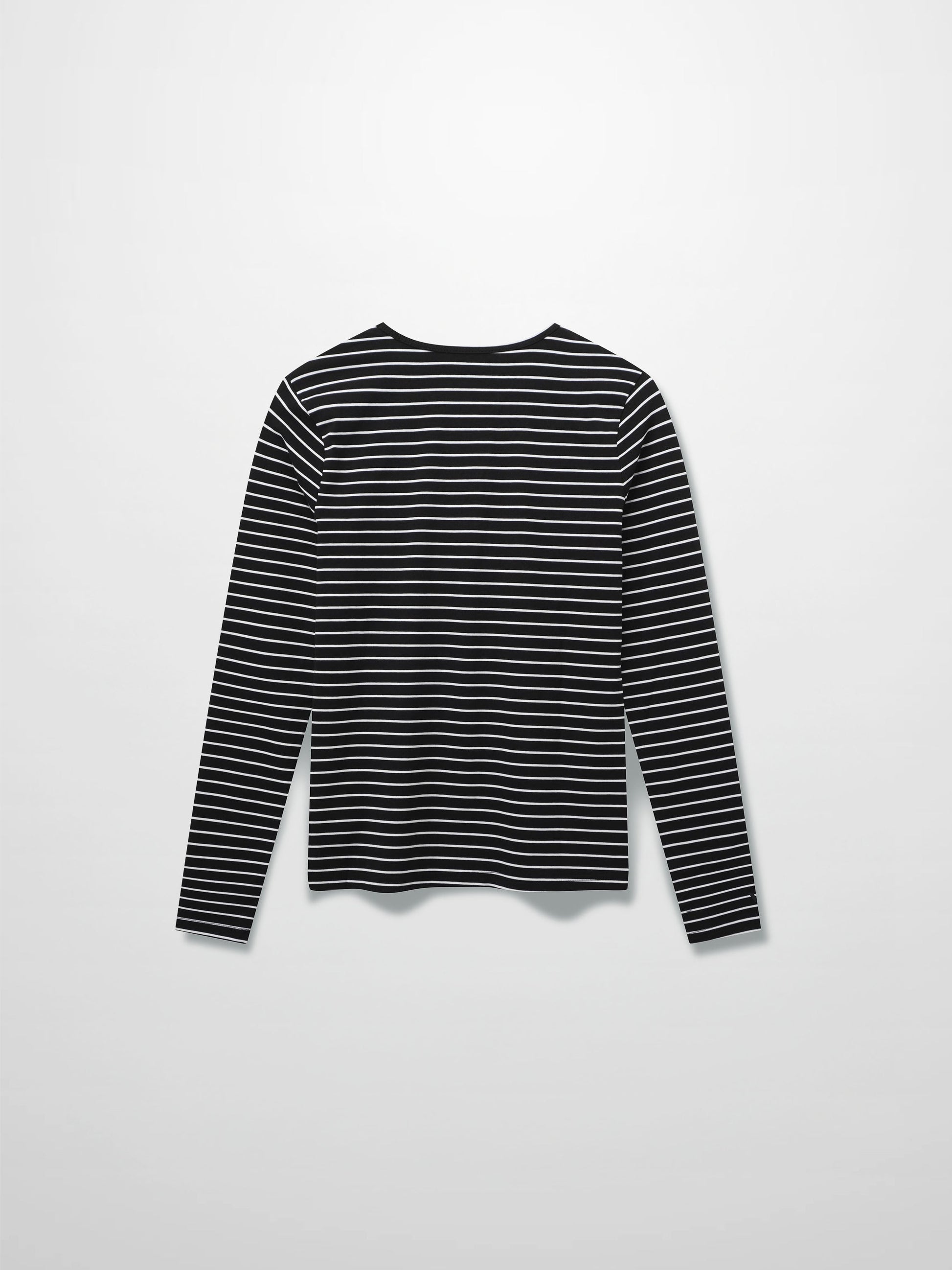 Flat Striped High V Long Sleeve-Black/White-1