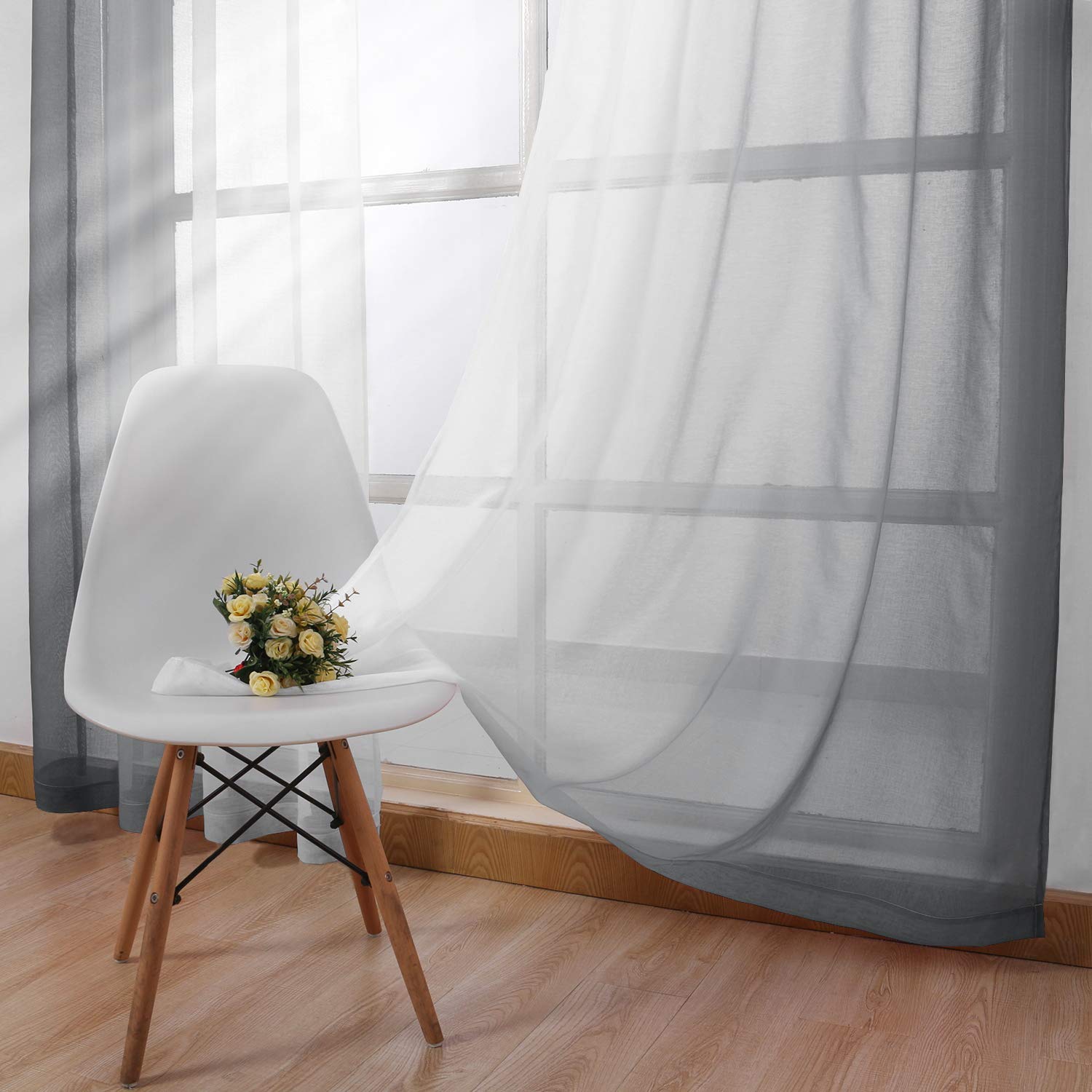 DWCN Ombre Sheer Curtains, Set of 2 Panels-4