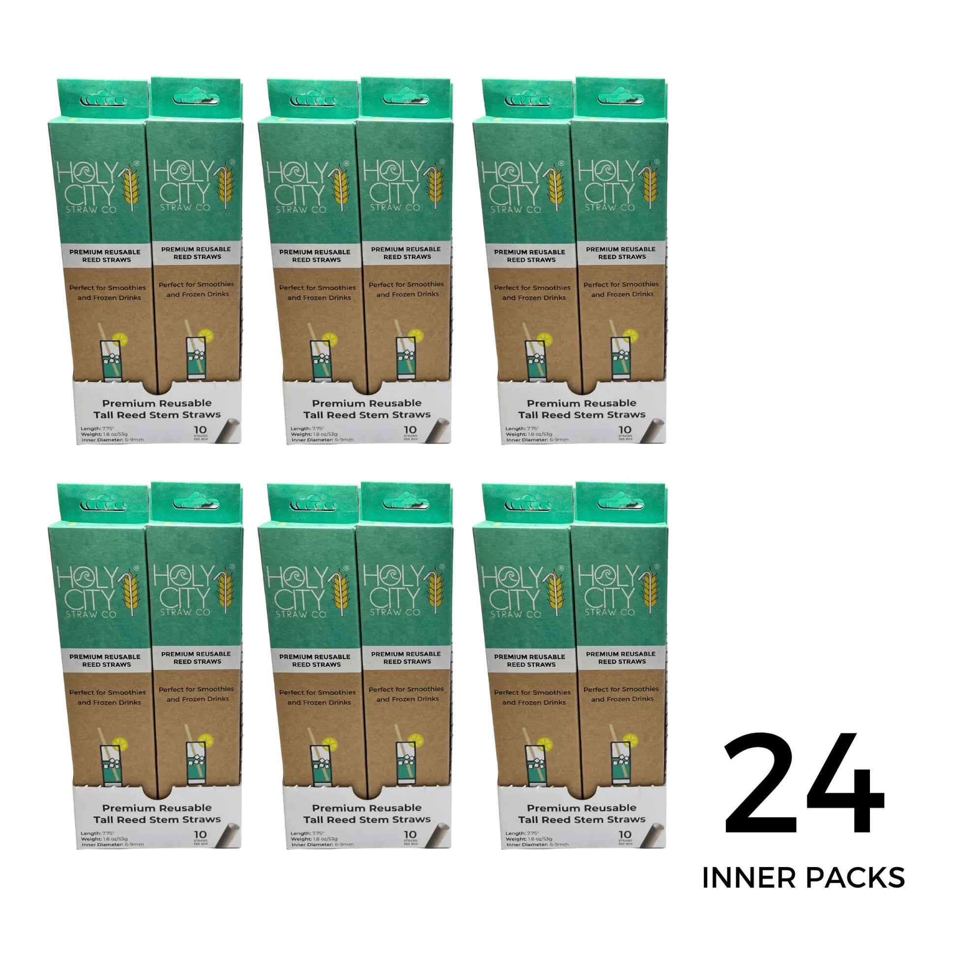 7.9" Jumbo Reed Stem Drinking Straws | Carton of 4 Cases | Each Case Contains 6 Inner packs | 20 x 10ct. Boxes-0