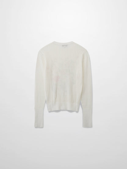 Printed Pointelle Sweater-White-2