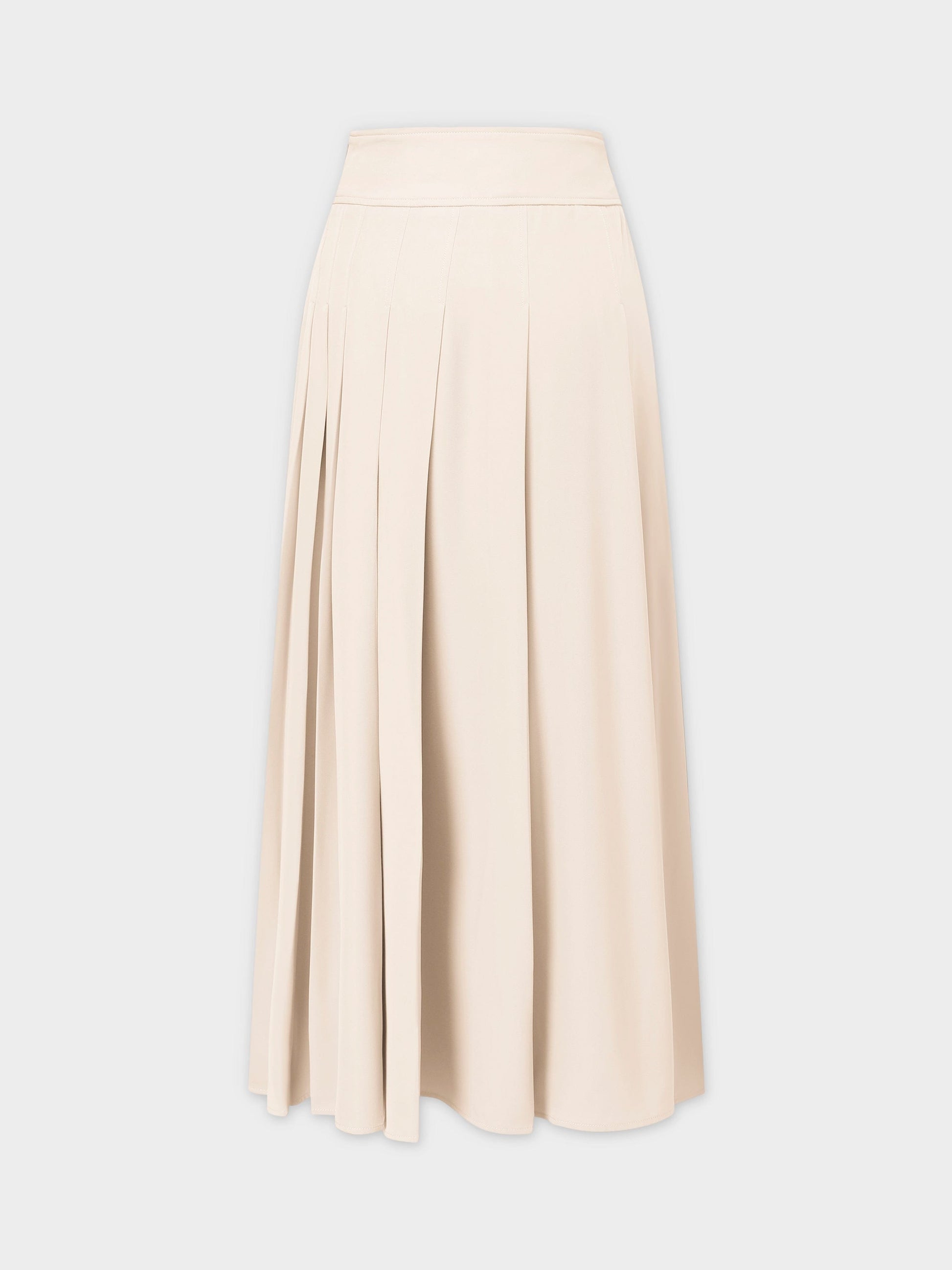 Yoke Pleated Skirt 37"-Ivory-1