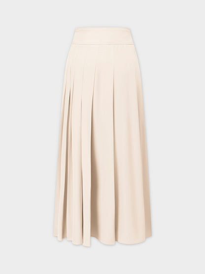 Yoke Pleated Skirt 37"-Ivory-1