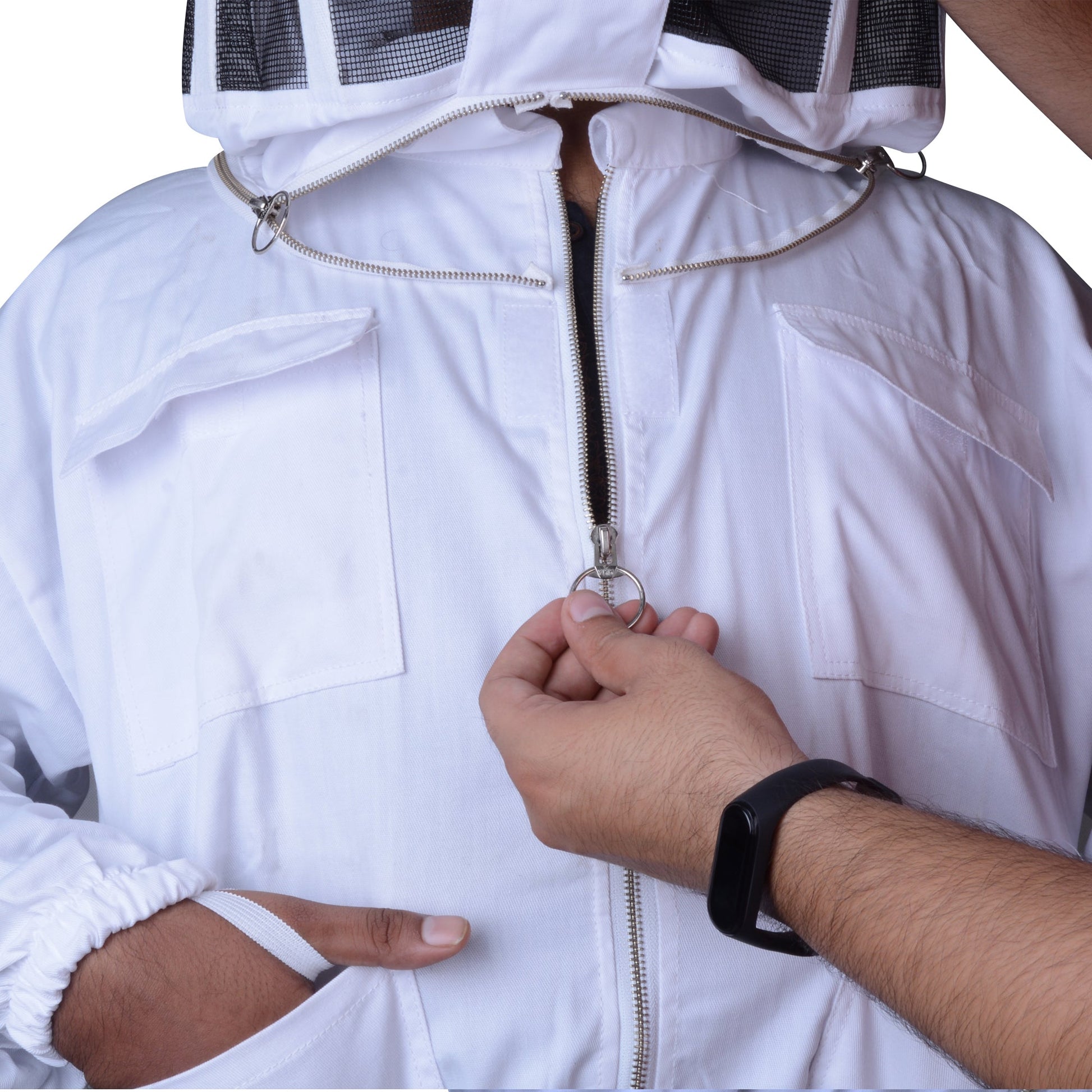 Beekeeping Bee Jacket Standard Cotton Jacket With Round Head Veil Protective Gear-2