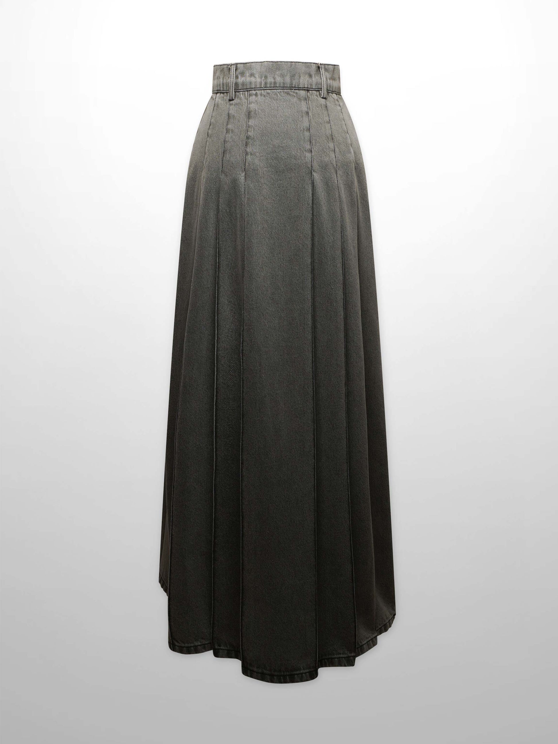 Stitched Pleated Skirt-Grey-2