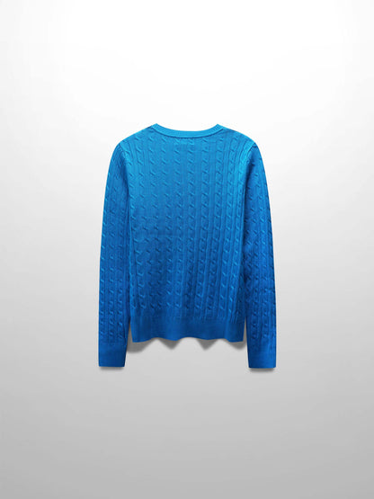Knit Cable Sweater-Summer Cobalt Blue-1