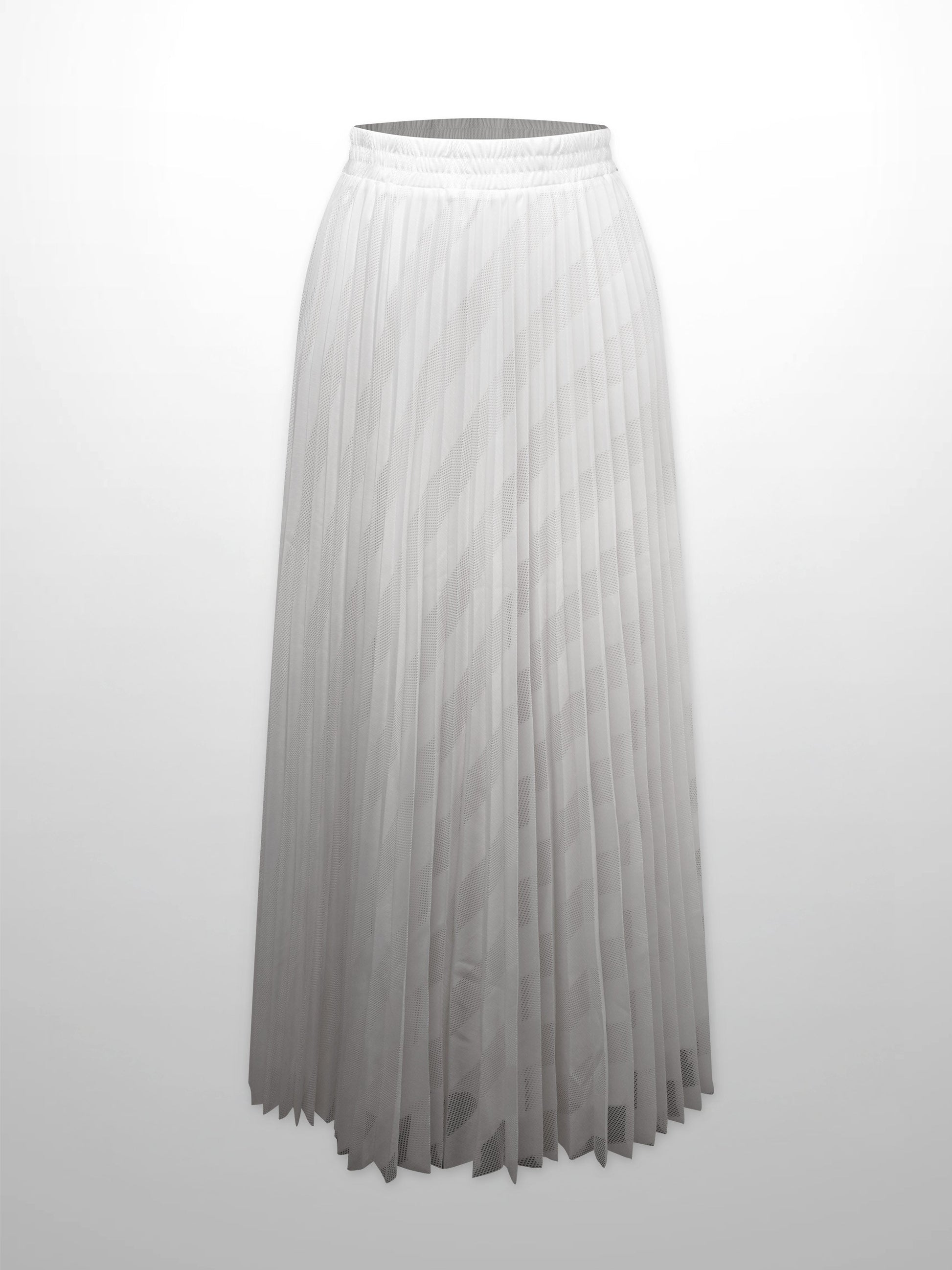 Perforated Pleated Skirt-White-1