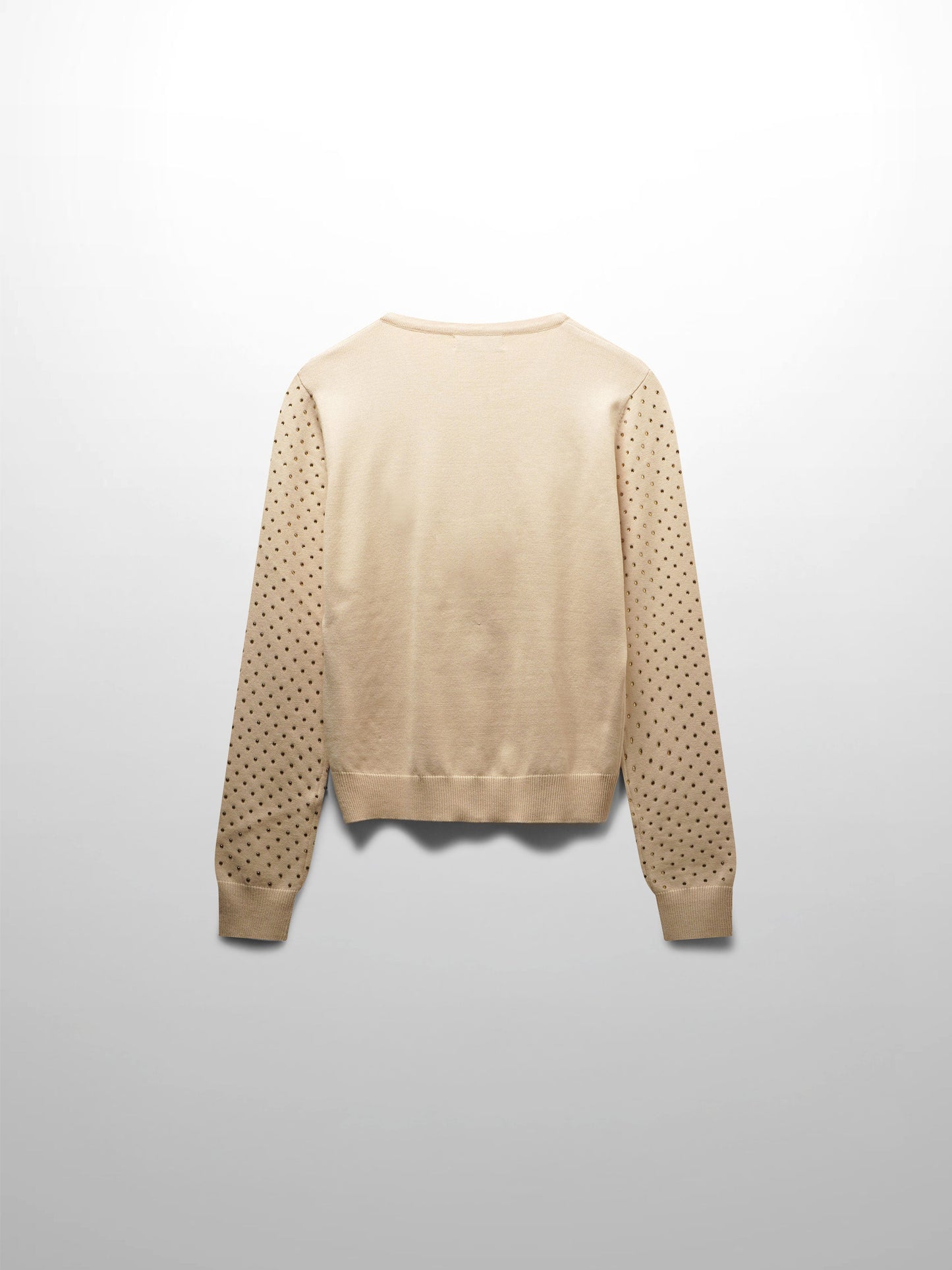 Stone Embellished Crew Cardigan-Vanilla-2