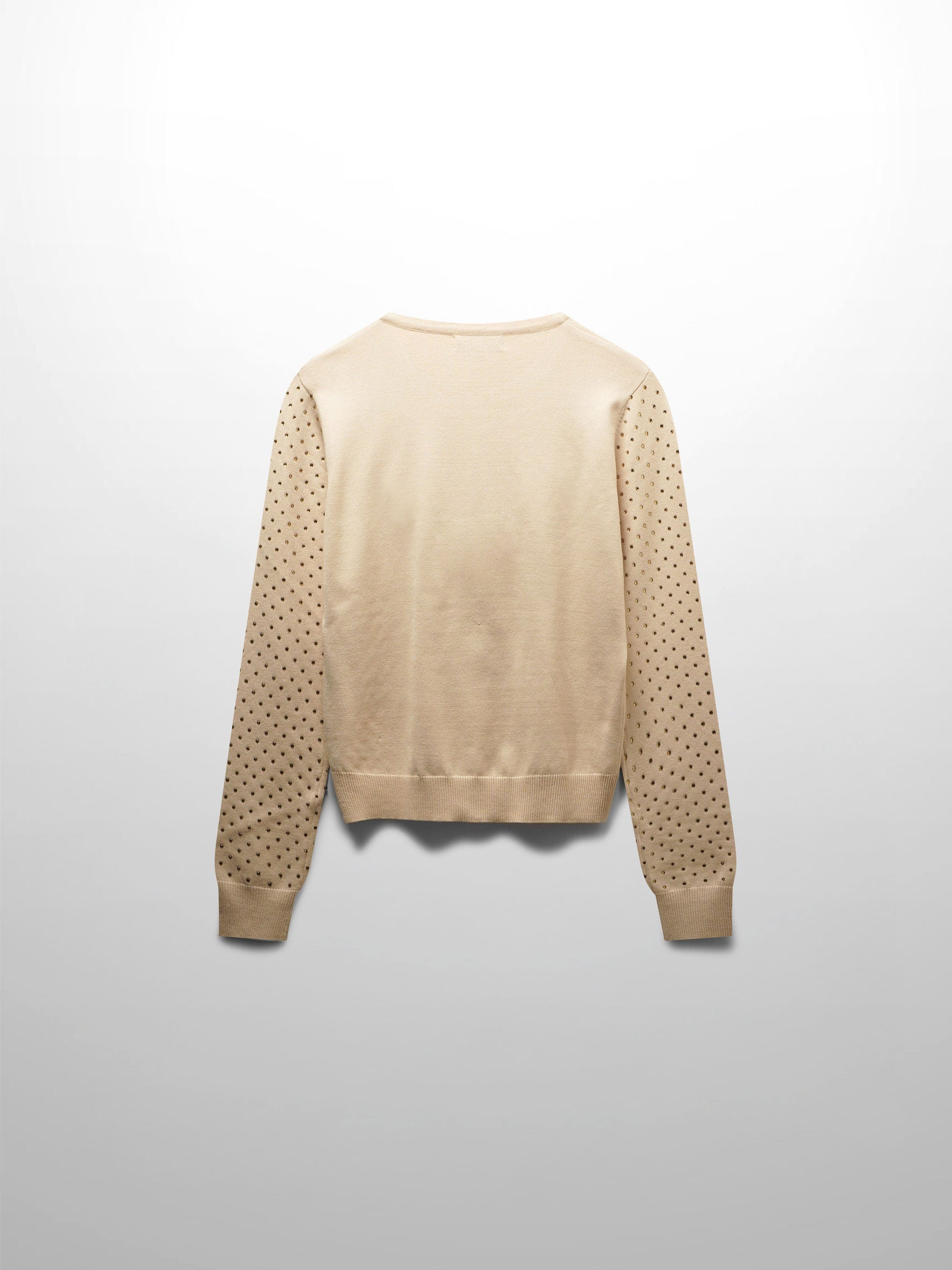 Stone Embellished Crew Cardigan-Vanilla-2