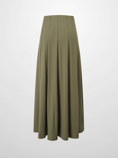 Panel Ribbed Skirt-Olive-2