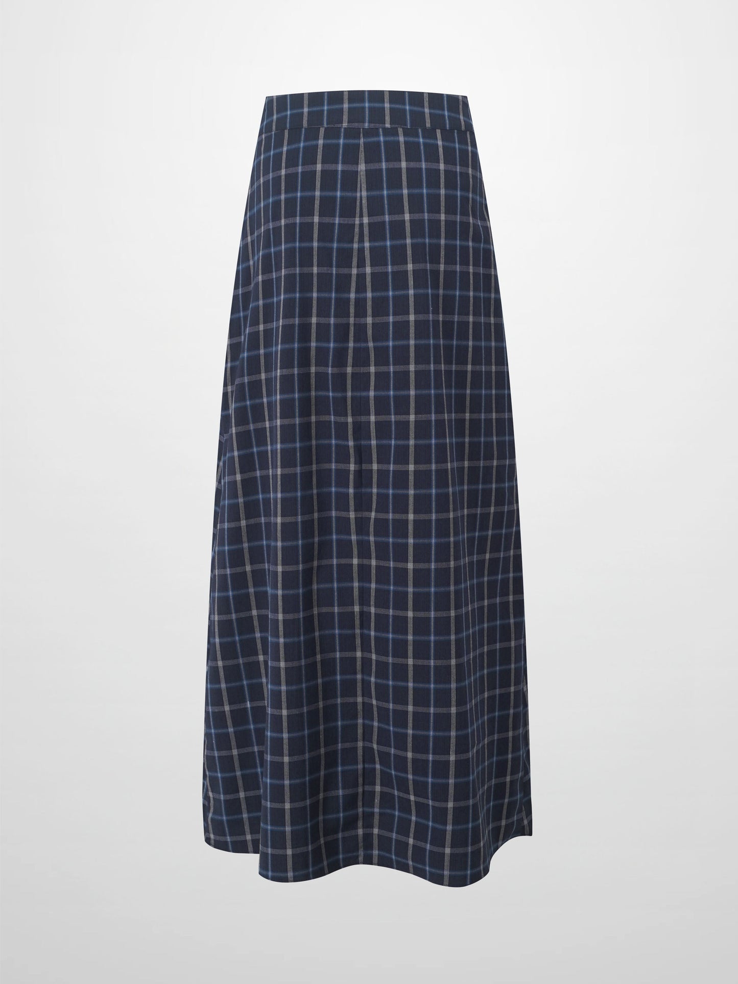 Gathered Overlay Skirt-Blue Plaid-1