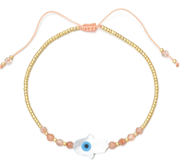 Hamsa Evil Eye Beaded Bracelet-1