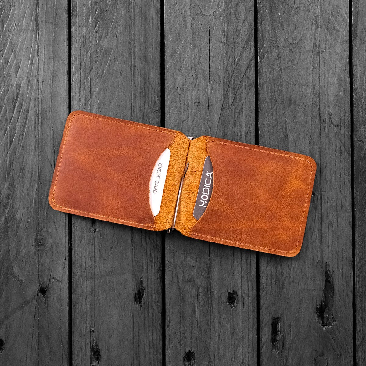 Hodica Larga - Genuine Leather Natural Money Clip Wallet-3