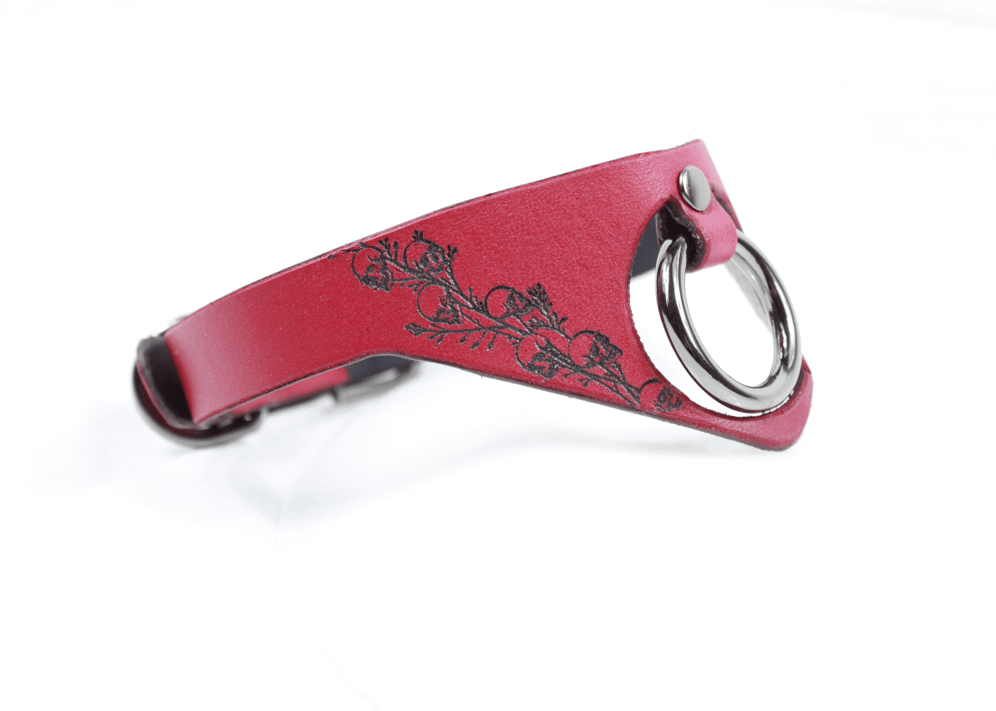 Gothic BDSM Collar with O-Ring – Red Leather Submissive Choker-0