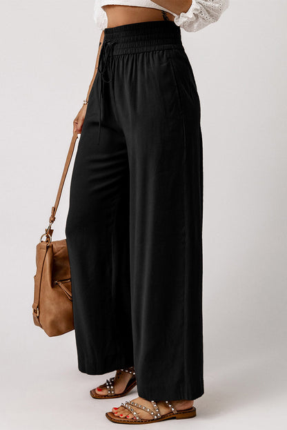 Kenzie Drawstring Elastic Waist Casual Wide Leg Pants-2
