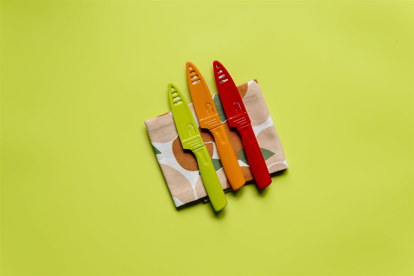 3 Piece Printed Knife Set with Sheaths, Fresh Fruit-1