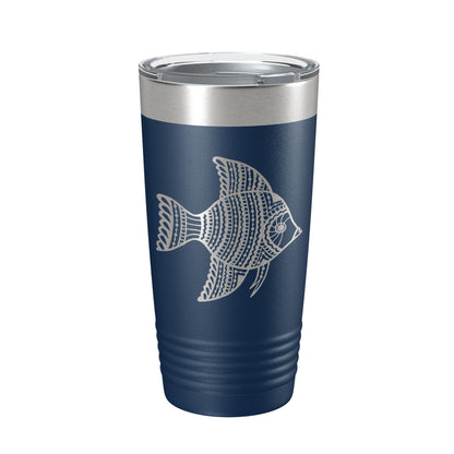Fish Tumbler Zentangle Travel Mug Insulated Laser Engraved Coffee Cup 20 oz-8