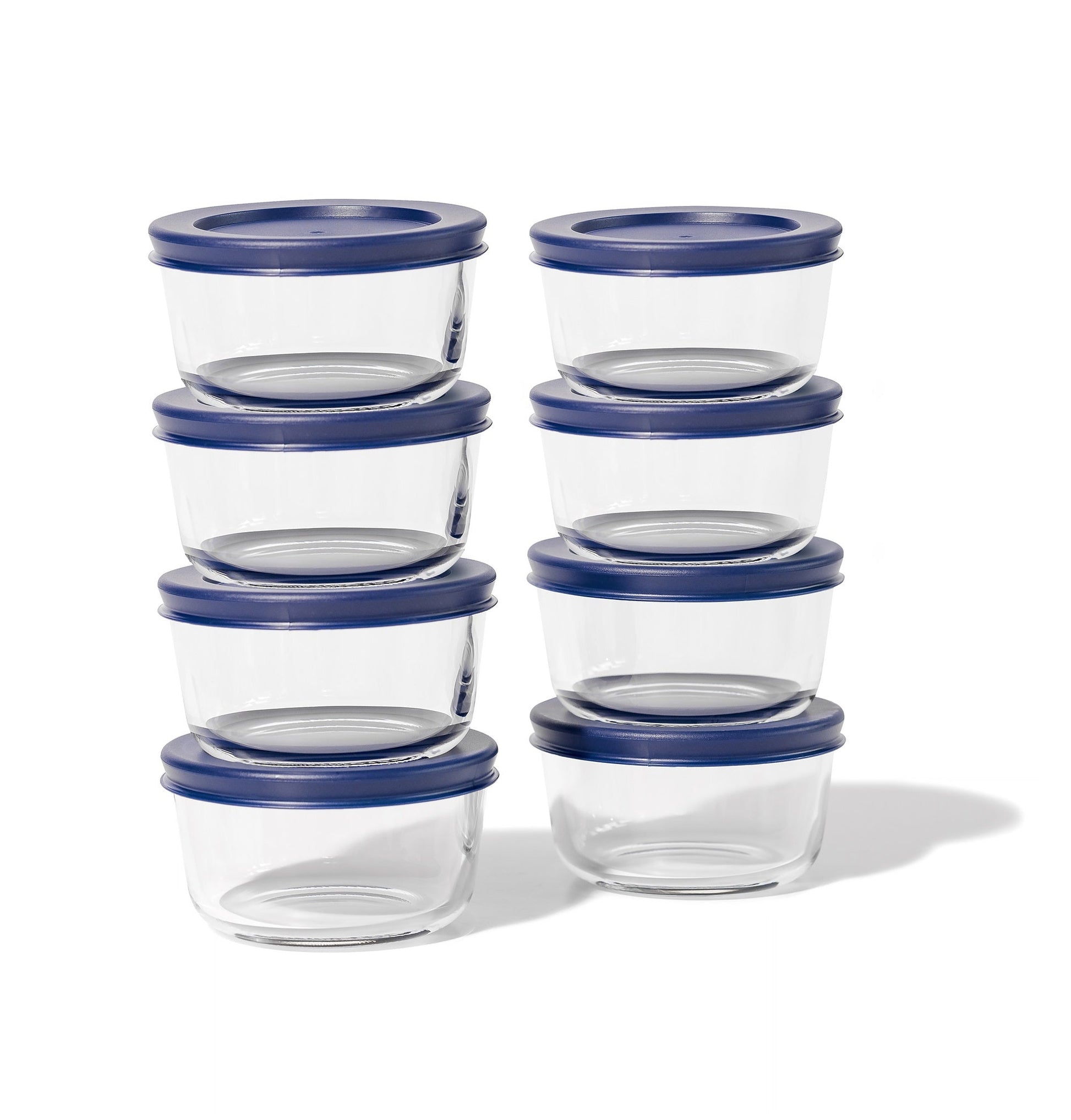 Glass Food Storage Containers - 16 Piece 7oz Set (8 Containers + 8 Lids), Blue-2