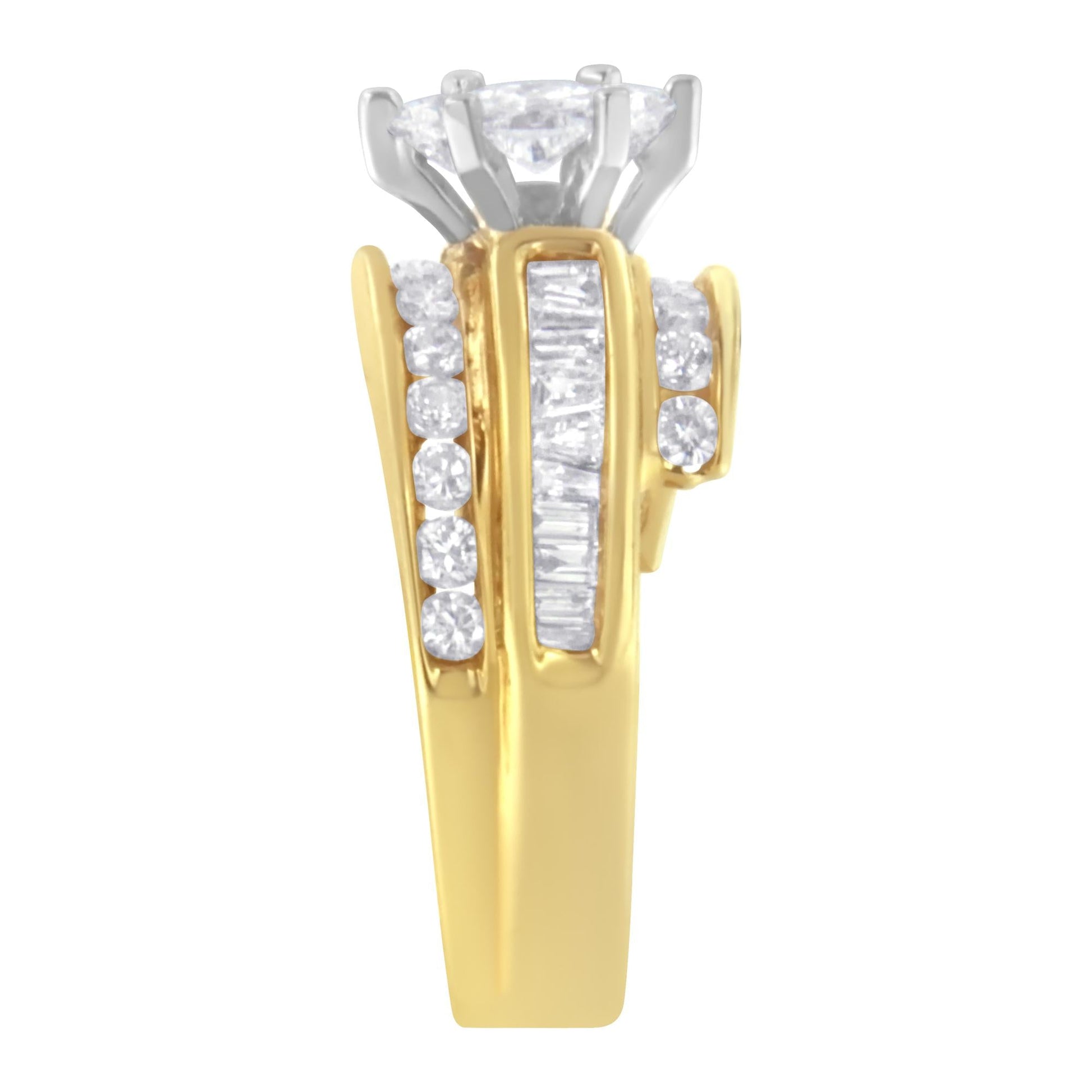 14KT Two-Toned Diamond Cocktail Ring (1 1/3 cttw, H-I Color, SI1-SI2 Clarity)-4