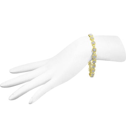 10K Yellow Gold 2.0 Cttw Diamond Square Link Bracelet (J-K Color, I2-I3 Clarity) - Size 7.25"-4